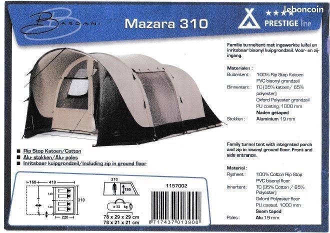 Bardani Mazara 310 Familietent - Zo goed als nieuw, Ophalen, Zo goed als nieuw, Tot en met 4