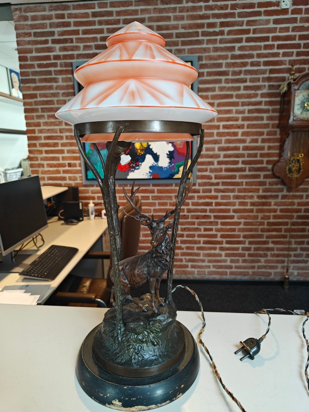 Antieke authentieke bronzen tafellamp, Antiek en Kunst, Antiek | Lampen, Ophalen