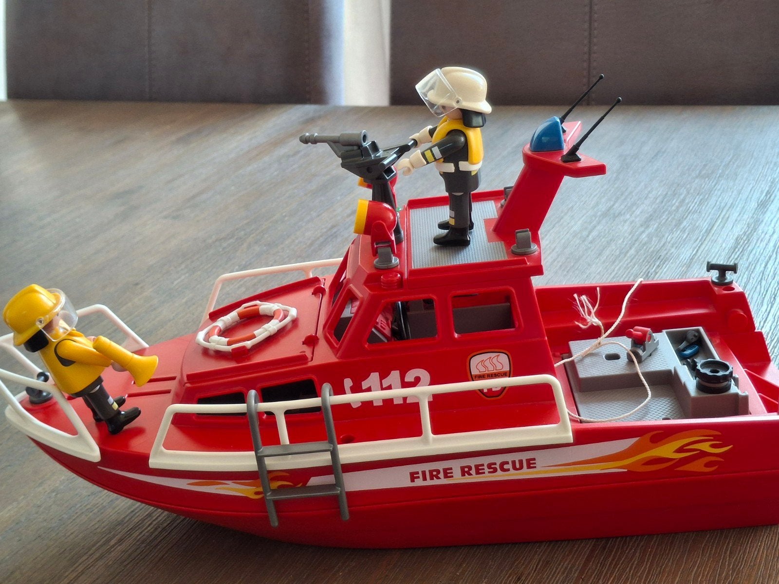 Playmobil Brandweerboot met 2 brandweermannen, Ophalen of Verzenden, Zo goed als nieuw, Jongen of Meisje