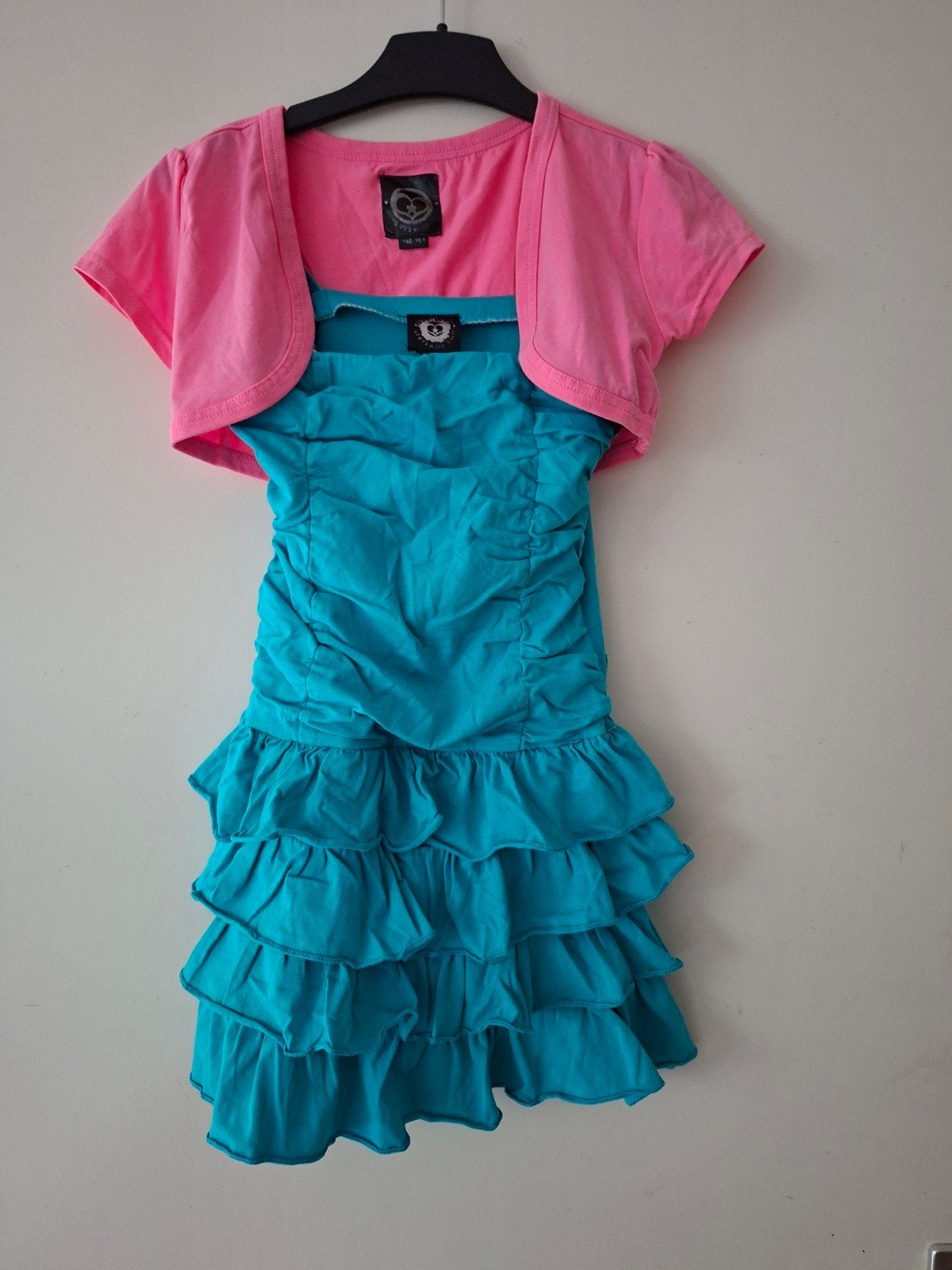 Coolcat Jurkje Turquoise/Blauw met Roze Bolero Maat 146-152, Ophalen of Verzenden, Gebruikt, Coolcat, Meisje