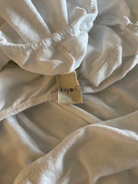 Kayori hoeslaken én molton voor splittopper, Gebruikt, Tweepersoons, Ophalen of Verzenden, Wit