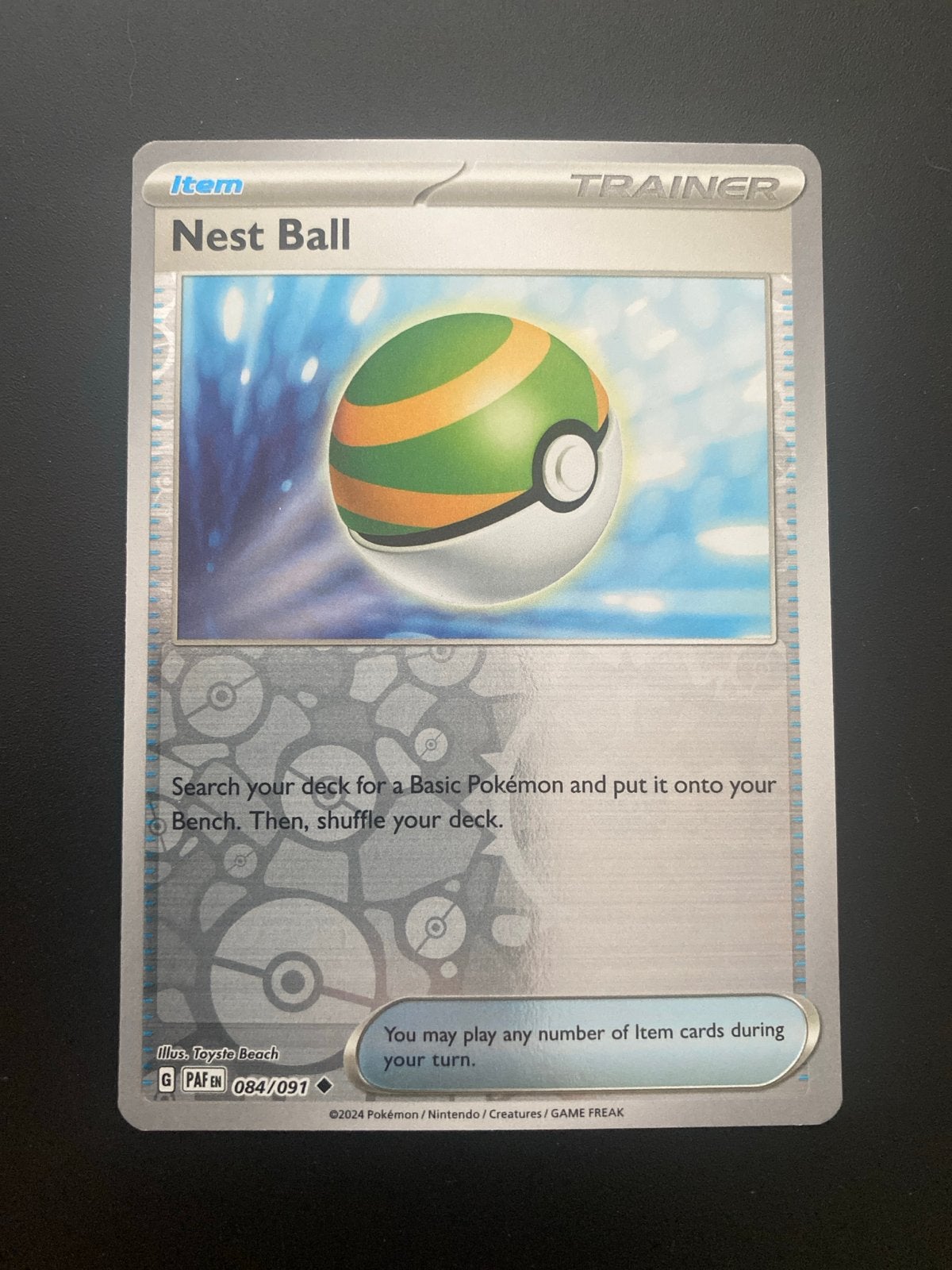 Nest Ball 084/091 Reverse Holo Paldean Fates, Ophalen of Verzenden, Zo goed als nieuw, Losse kaart, Foil