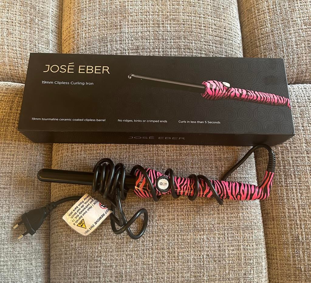 José Eber Krultang 19 mm – Roze/Zebra, Sieraden, Tassen en Uiterlijk, Uiterlijk | Haarverzorging, Ophalen of Verzenden, Gebruikt
