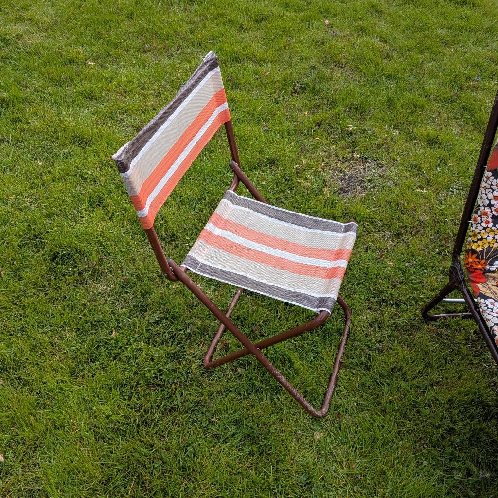 Vintage retro inklapbaar stoeltje visstoeltje viskrukje, Ophalen of Verzenden, Gebruikt, Campingstoel