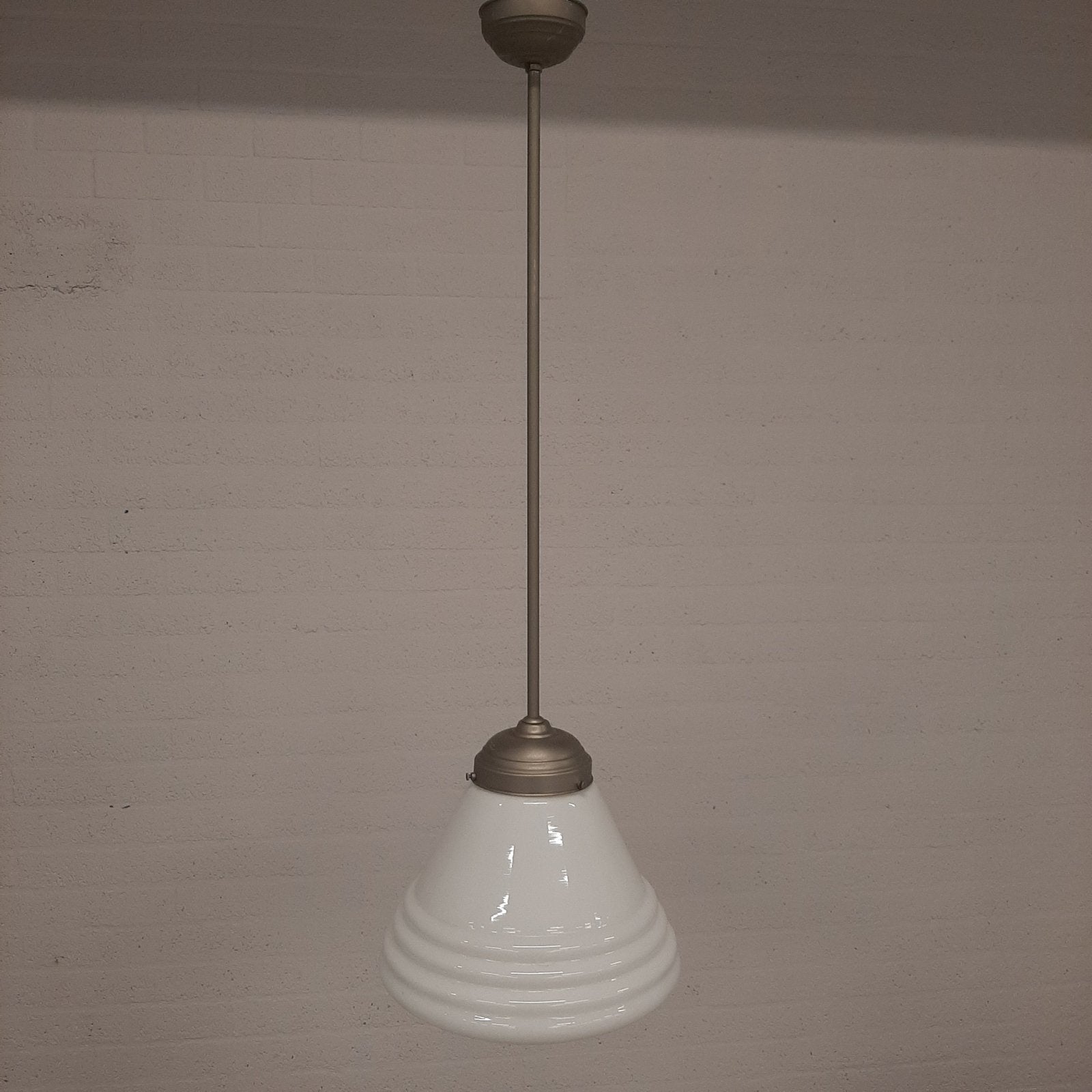 Gispen Luxe Schoollamp Wit Opaalglas Matnikkel - 2 Stuks, Ophalen