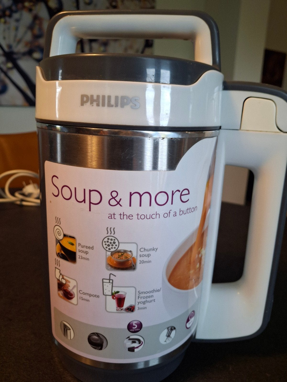 Philips Soup & Co soepmaker - Maakt soep, compote, smoothie, Witgoed en Apparatuur, 1 tot 2 liter, Ophalen, Gebruikt, 3 snelheden of meer