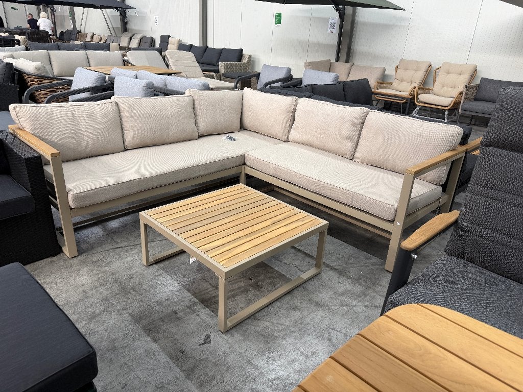Milton hoek loungeset | aluminium + hardhout | 200x200cm, Ophalen, 5 zitplaatsen, Aston Martinlaan 36, Bank