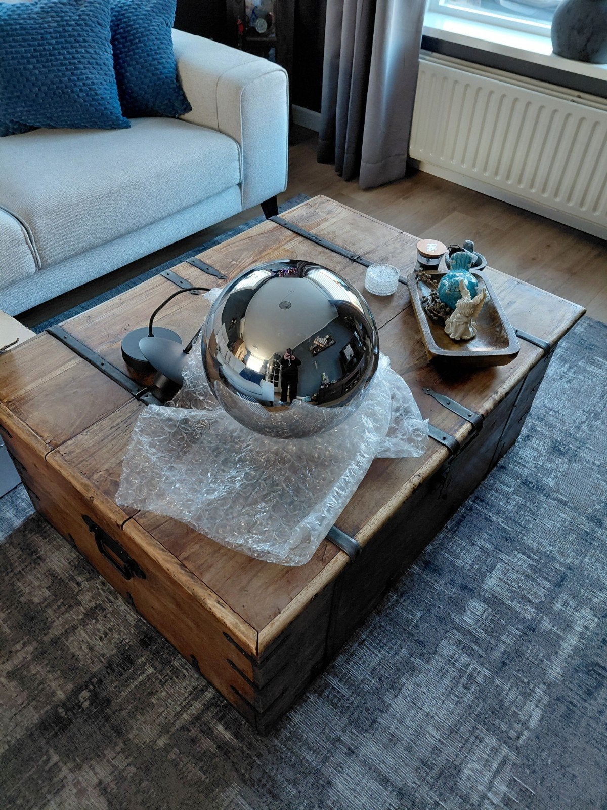 Mooie bol lamp met rookglas., Ophalen, Nieuw, Glas