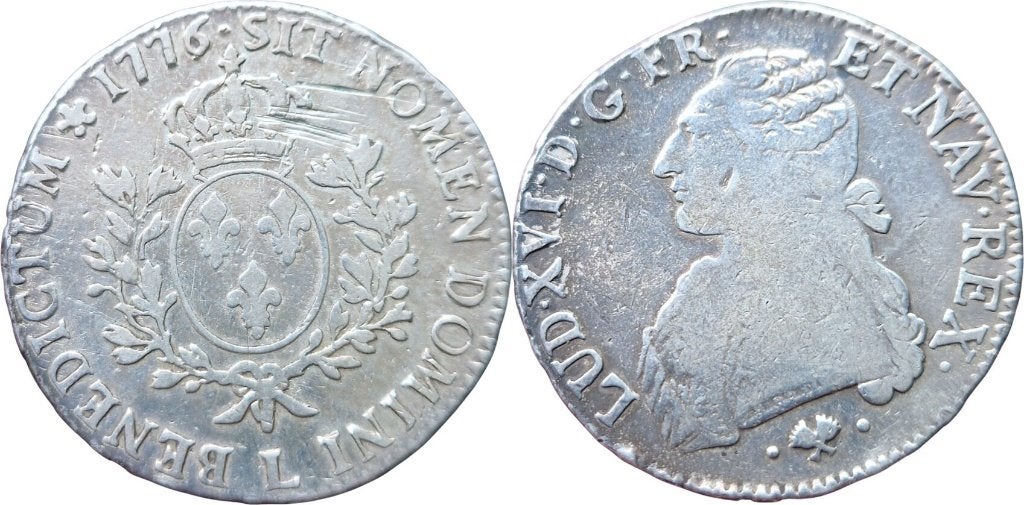 Ecu 1776, Frankrijk, Lodewijk XVI, Bayonne, Ophalen of Verzenden, Frankrijk, Losse munt, Zilver