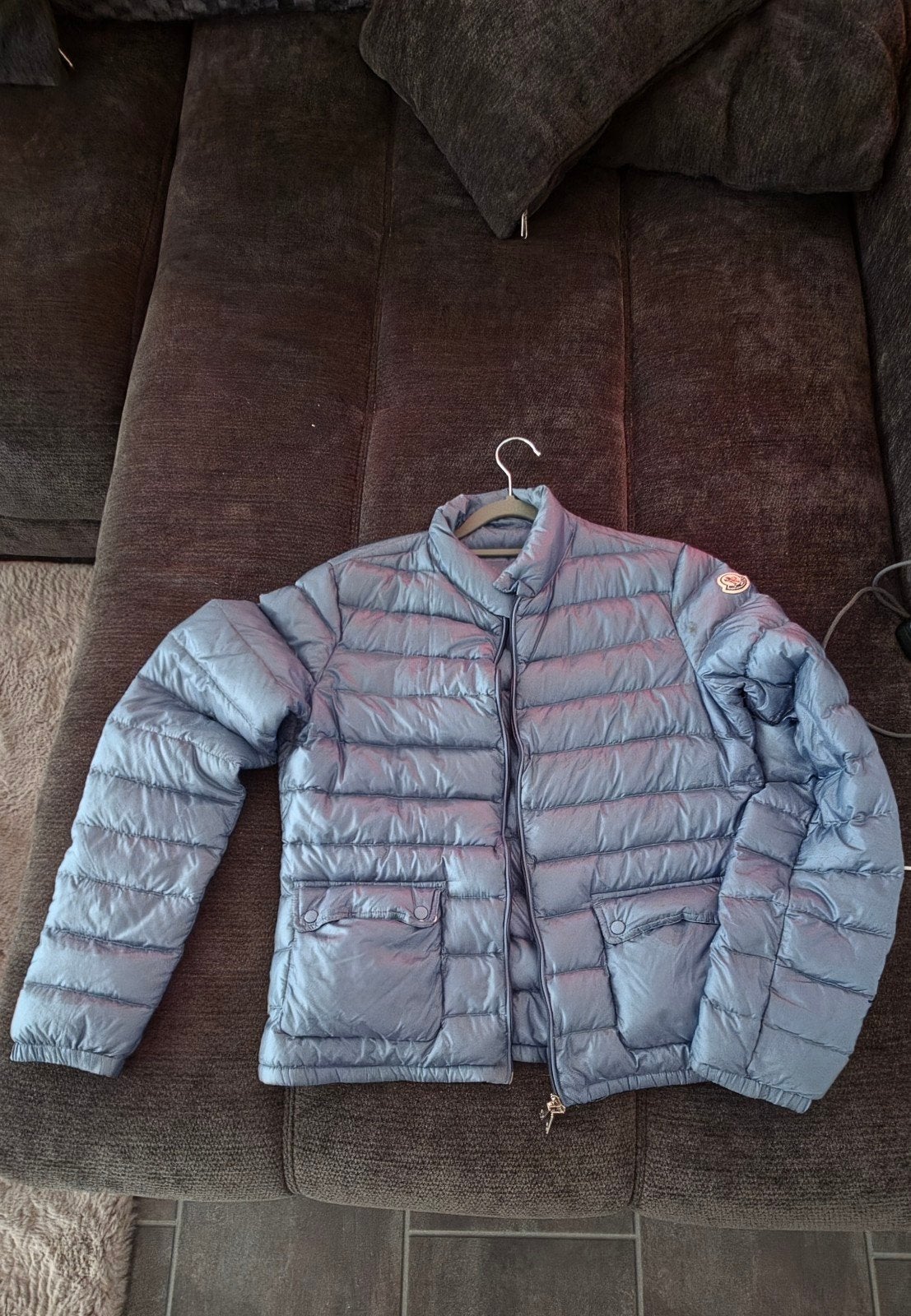 Moncler Longue Saison Jas - Lichtblauw - Maat 42, Moncler, Blauw, Nieuw, Overige maten
