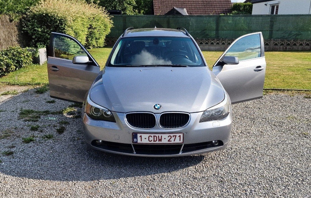 BMW 5-serie Touring (E61) met defecte turbo, Achterwielaandrijving, Zwart, Leder, Stationwagon
