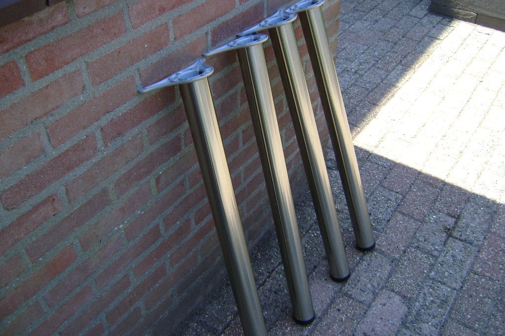 4 tafelpoten staal, Huis en Inrichting, Tafelonderdelen, Ophalen, Tafelpoot, Minder dan 50 cm, 50 tot 100 cm