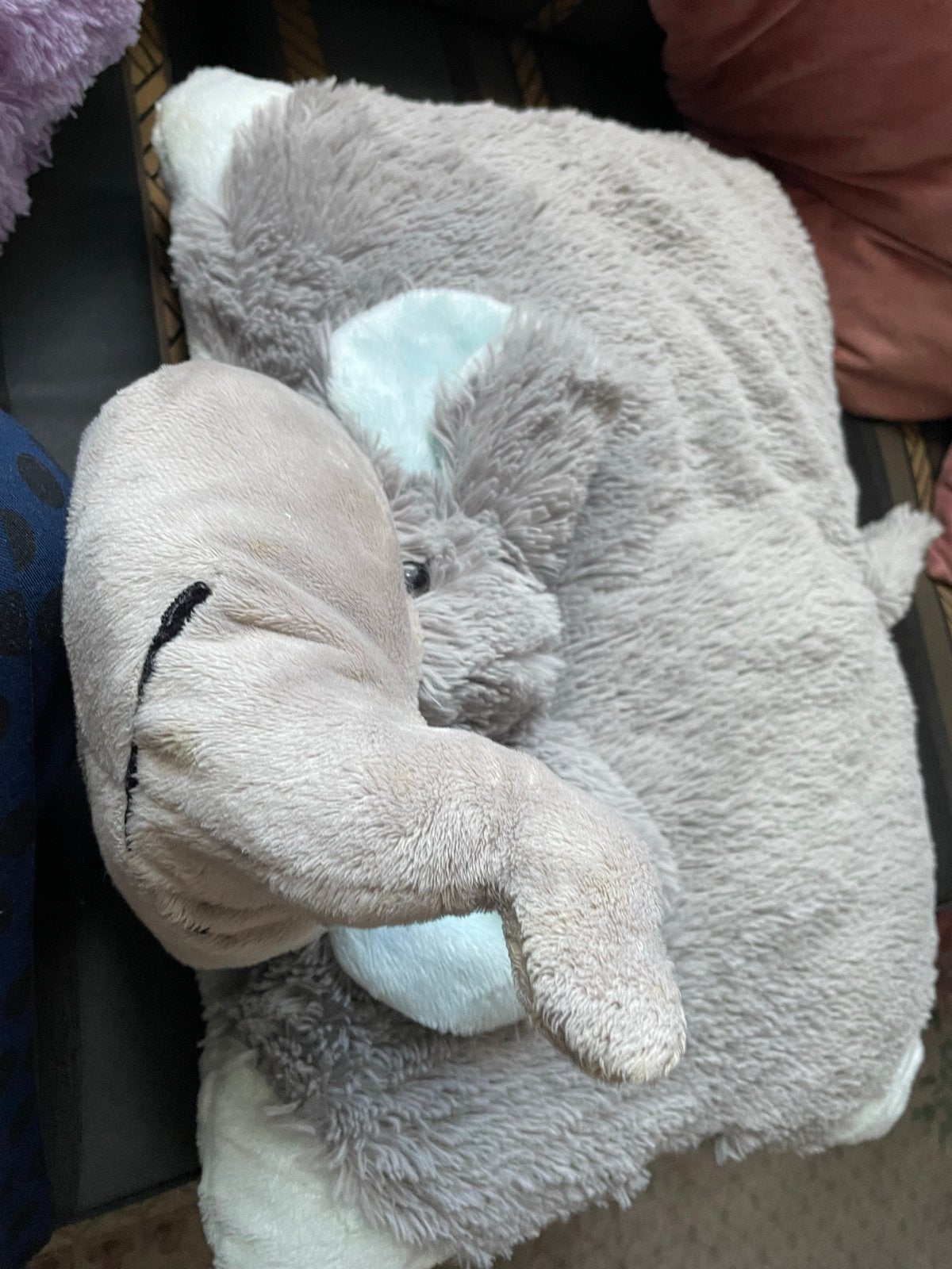 Pillow Pets Olifant, Eenhoorn en dolfijn knuffelkussens, Gebruikt, Overige merken, Grijs, Ophalen of Verzenden