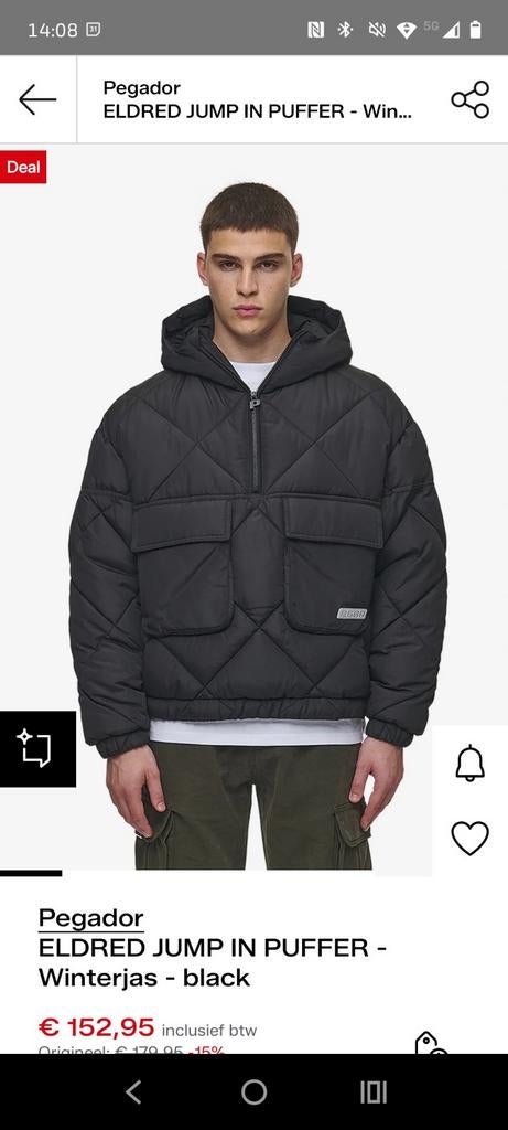 Pegador Eldred Jump In Puffer Winterjas, Kleding | Heren, Jassen | Winter, Zo goed als nieuw, Maat 48/50 (M), Zwart, Ophalen of Verzenden
