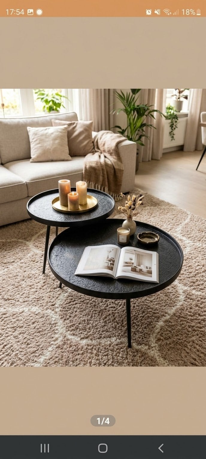 2 ronde salontafels, 50 tot 100 cm, Rond, Zo goed als nieuw, Landelijk sober modern