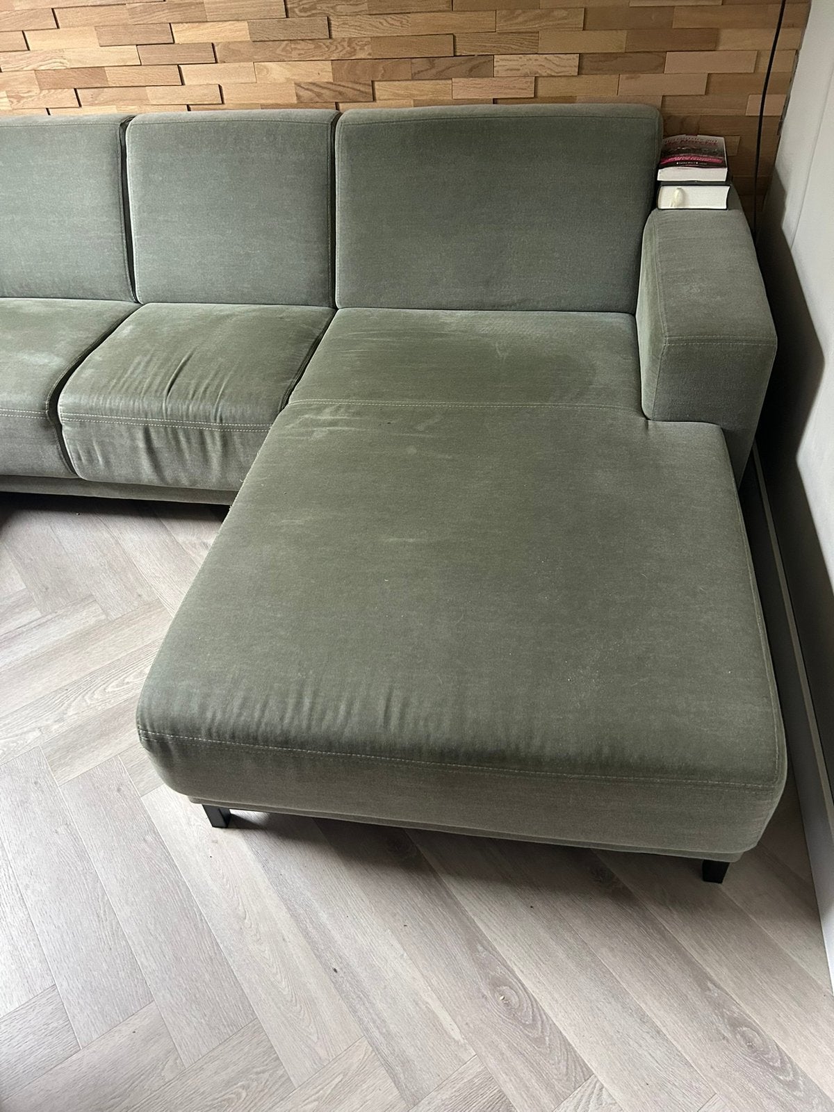 U bank chaise longue groen,, Huis en Inrichting, Ophalen, 250 tot 300 cm, Gebruikt, Vierpersoons of meer