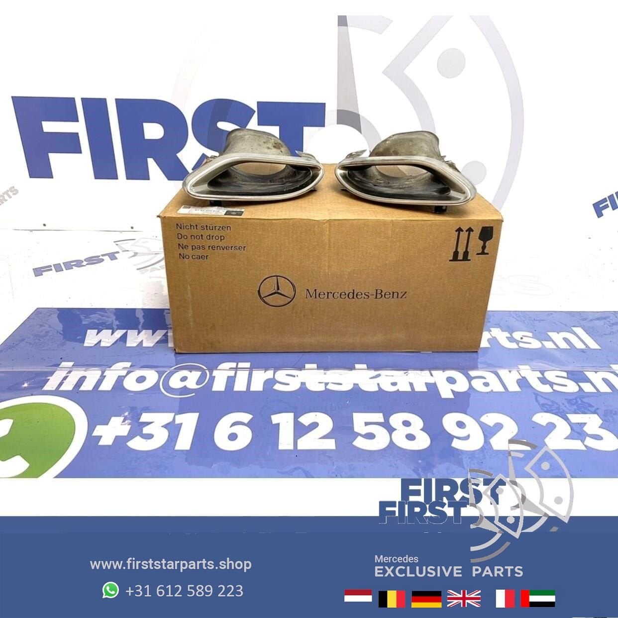 W205 C205 AMG LINE UITLAAT SIERSTUKKEN L/R Mercedes C Klasse, Auto-onderdelen, Uitlaatsystemen, Gebruikt, -, Ophalen of Verzenden