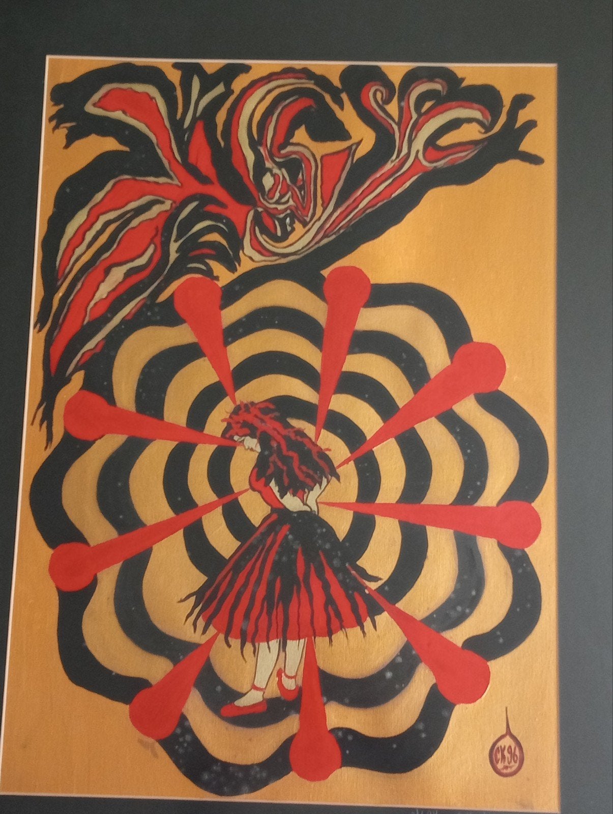 Schilderij Vrouw met figuur 1996/97 monogram CK, Ophalen of Verzenden