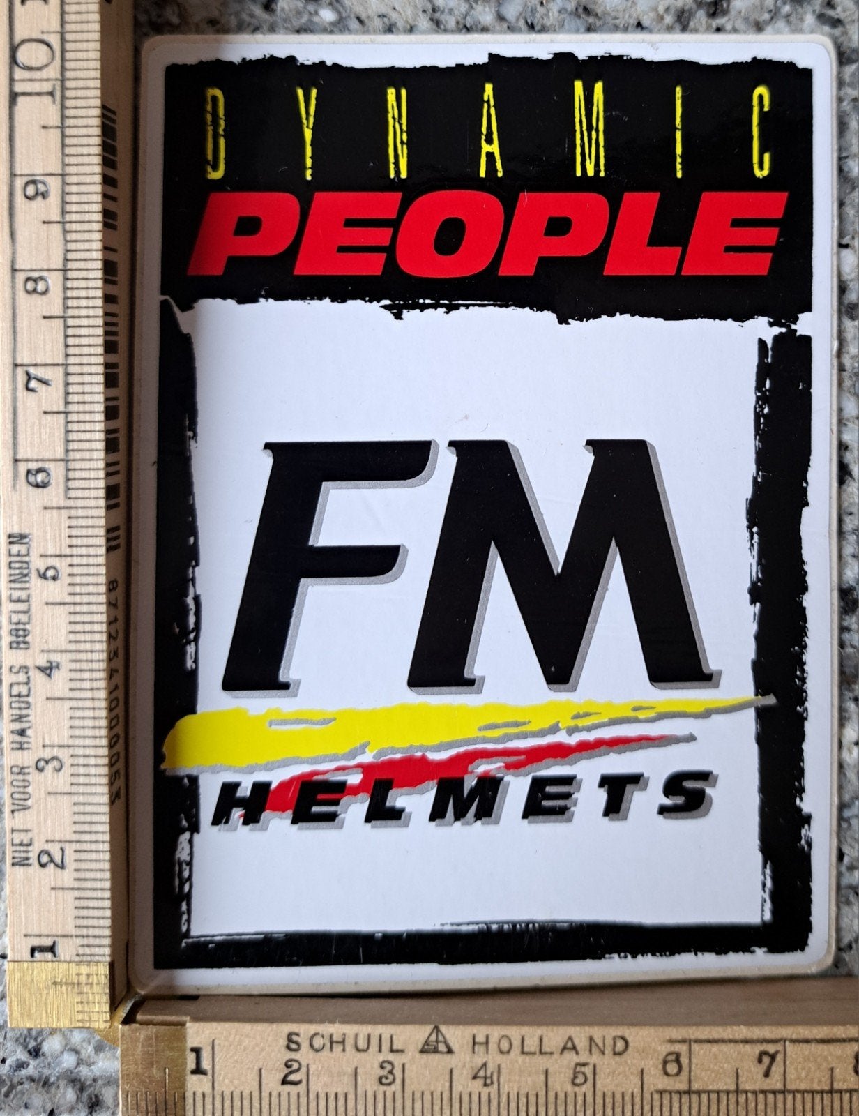 Vintage sticker FM Caschi helmets Dynamic people, Ophalen of Verzenden, Zo goed als nieuw, Merk