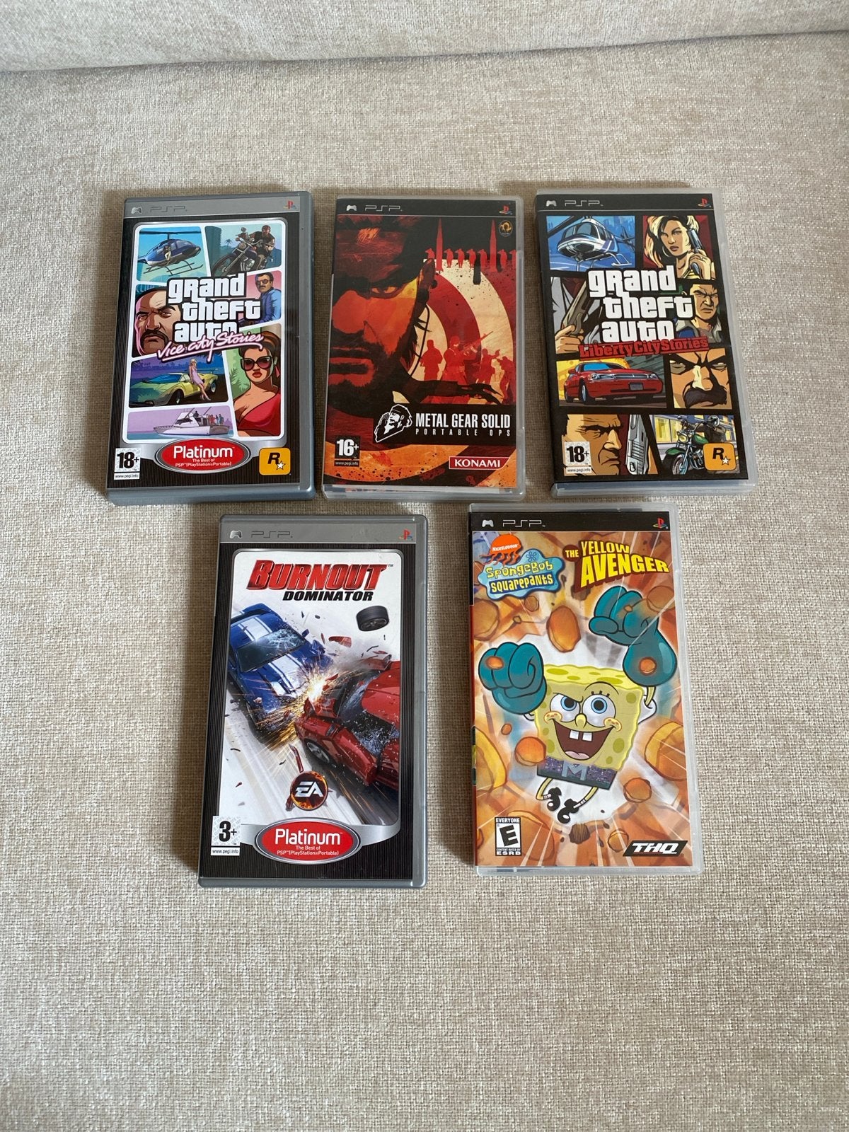 PSP Games: GTA, Metal Gear Solid, Burnout, Spongebob, Overige genres, 1 speler, Ophalen of Verzenden, Zo goed als nieuw