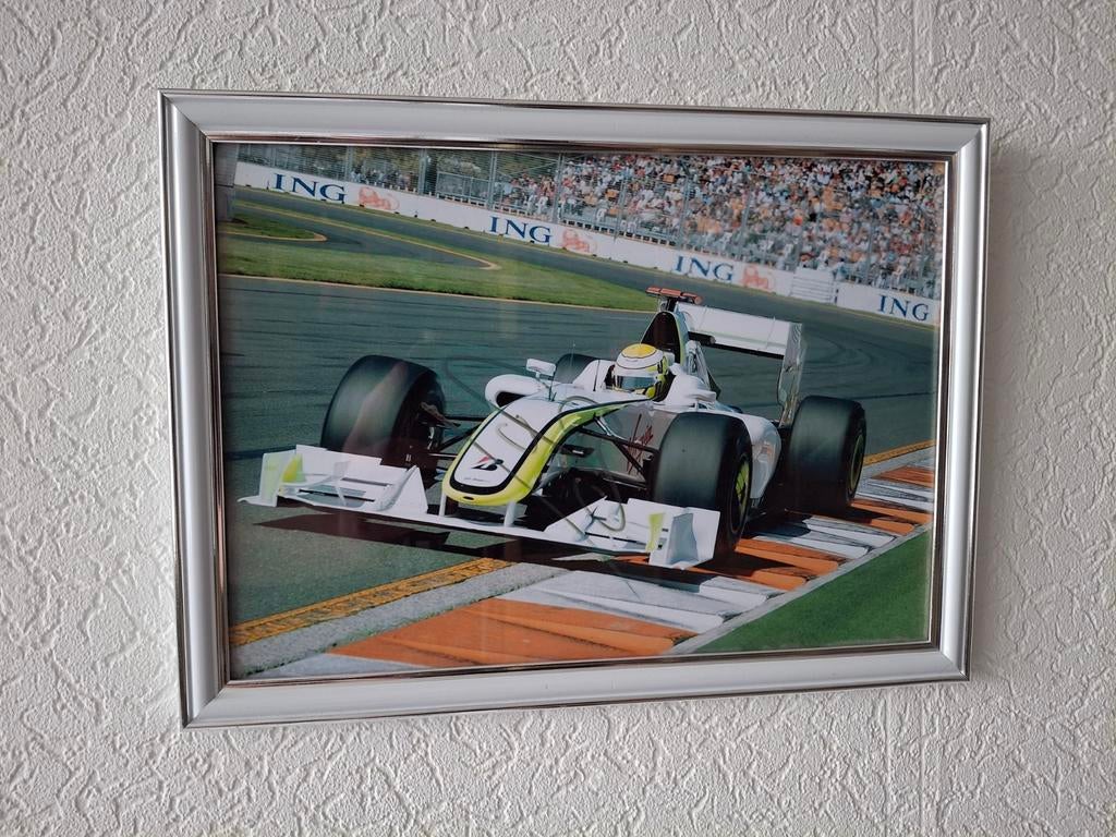 Jenson Button Brawn GP Mercedes 2009 gesigneerde foto, Ophalen of Verzenden, Zo goed als nieuw, Formule 1