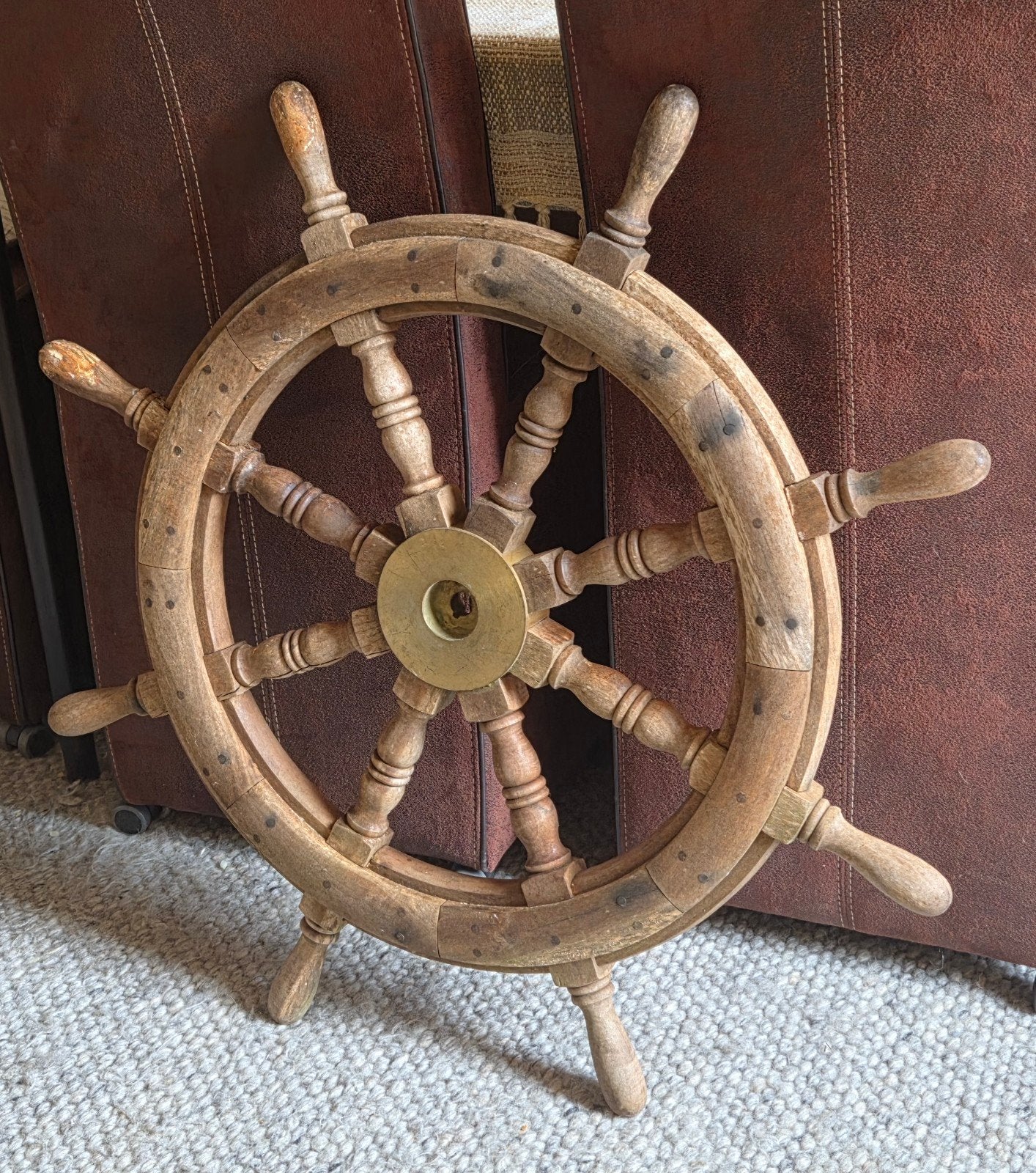 Origineel houten stuurwiel - 80cm diameter, Watersport en Boten, Ophalen, Gebruikt, Motorboot