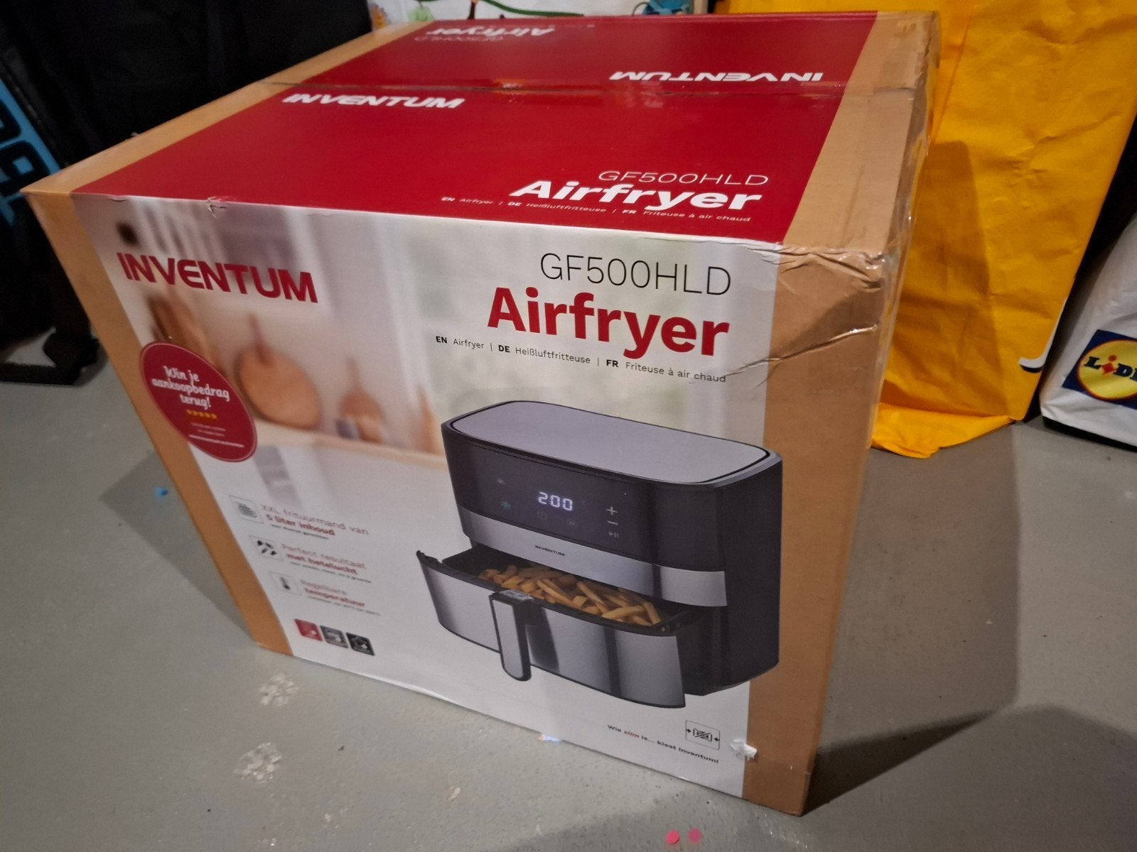 Inventum GF500HLD Airfryer XXL - 5 liter inhoud, Ophalen of Verzenden, Nieuw, Airfryer XXL, 1500 gram of meer