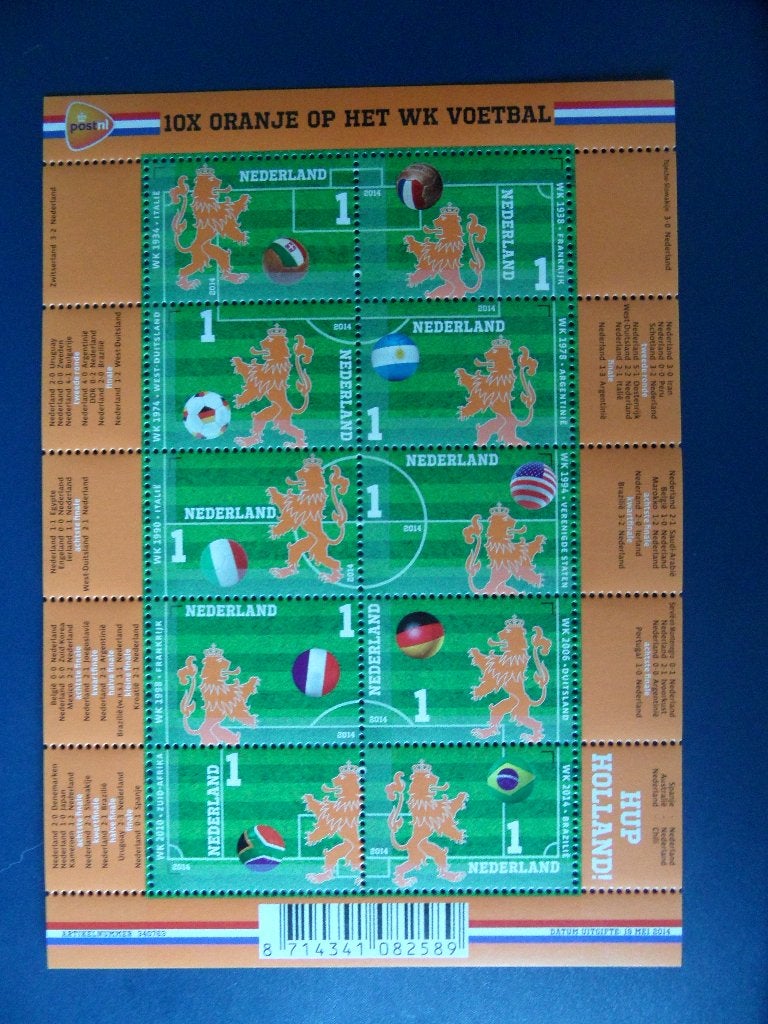Postzegelvel 10x Oranje op het WK voetbal ** met korting **, Postzegels en Munten, Ophalen of Verzenden, Postfris