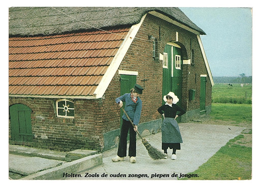 37037 Holten 80+ Klederdracht boerderij Gelopen met zegel, Ophalen of Verzenden, 1980 tot heden, Gelopen, Overijssel