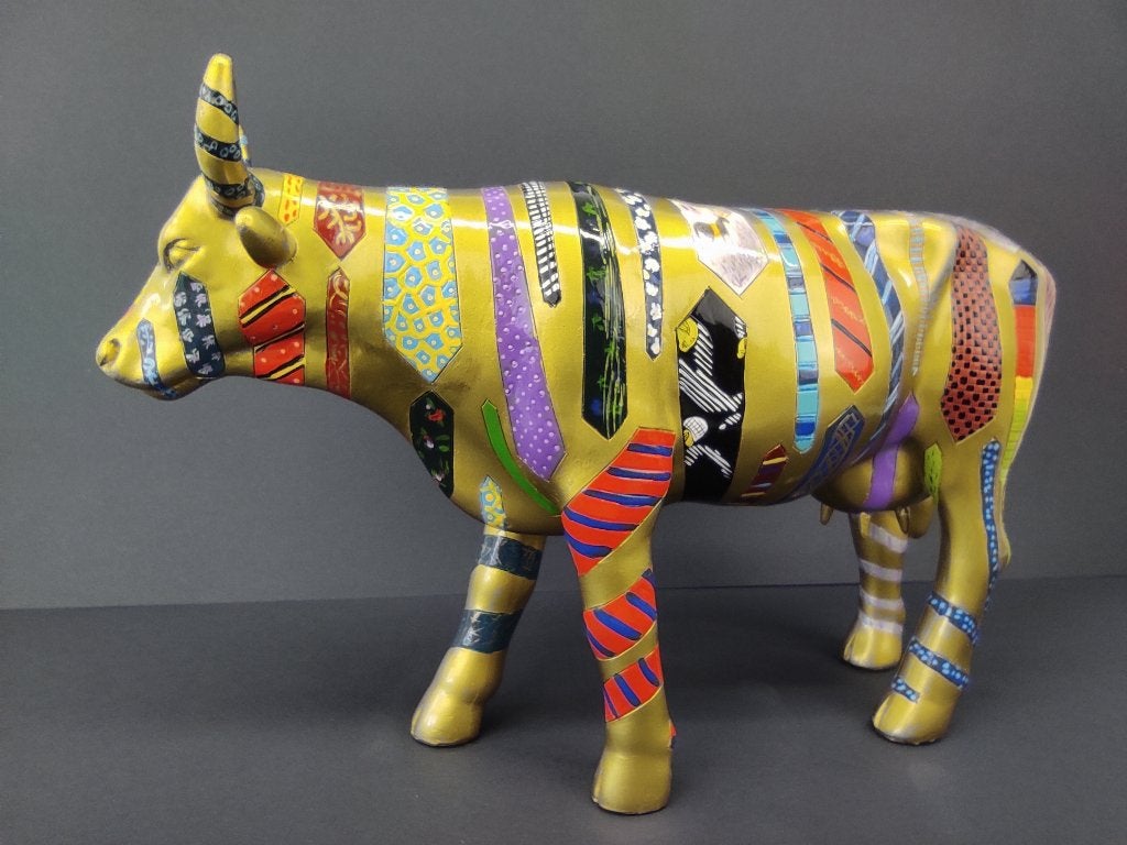 CowParade Koe "Ta-Krava-Ta", LARGE (zeldzaam), Antiek en Kunst, Ophalen of Verzenden, Beeld, Meerkleurig, Handgemaakt
