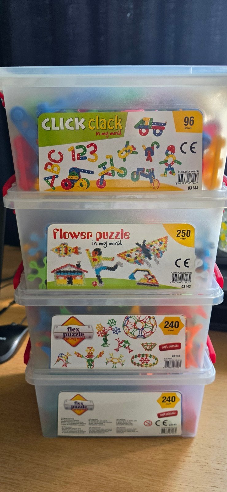 Grote set van 4 diverse bouw- en puzzelspellen, Ophalen