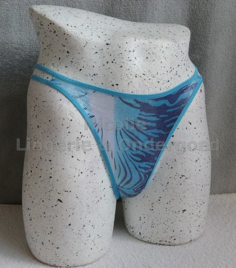 Nieuwe String Tijger Blauw maat S (236), Nicolle_Lingerie, Ophalen of Verzenden, Blauw, String