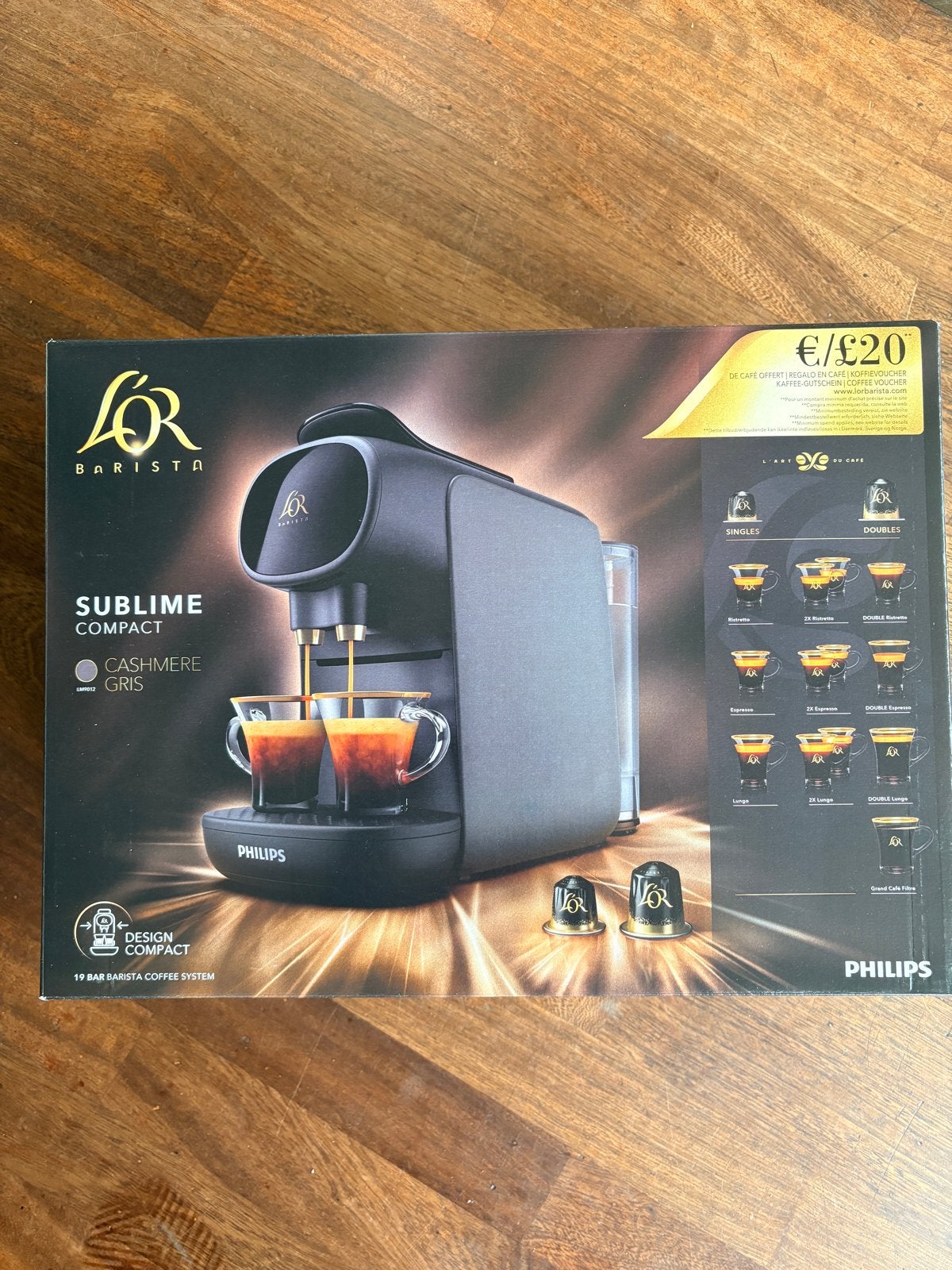 L'OR Barista Sublime Koffiemachine nieuw  Cashmere Grijs, Ophalen of Verzenden, 2 tot 4 kopjes, Koffiepads en cups, Afneembaar waterreservoir