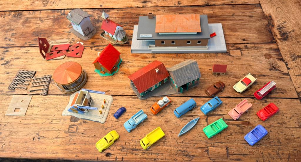 Vintage modeltreinlandschap H0, Hobby en Vrije tijd, Modeltreinen | H0, Gelijkstroom of Wisselstroom, Brug, Tunnel of Gebouw, Zo goed als nieuw