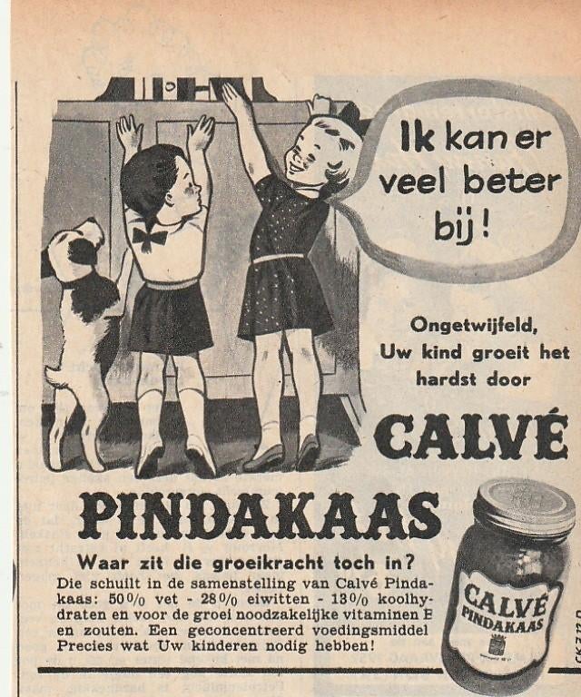 retro reclame 1952 Calvé pindakaas ik kan er beter bij, Verzenden, Overige typen