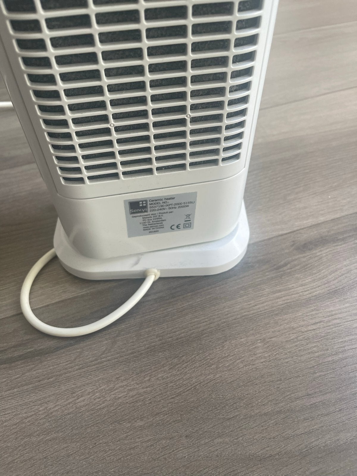 Sencys Keramische Heater 2000W, Huis en Inrichting, Kachels, Overige soorten, Elektrisch, Ophalen of Verzenden, Zo goed als nieuw