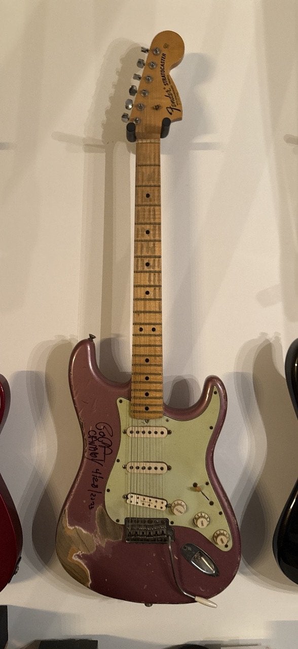 TEAB Fender customshop heavy relic signed door Popa chubby, Ophalen of Verzenden, Gebruikt, Solid body, Fender