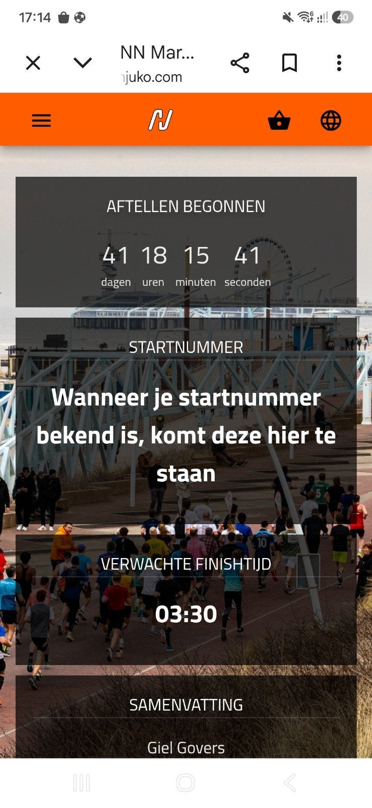 Startbewijs marathon Den Haag, Ophalen of Verzenden