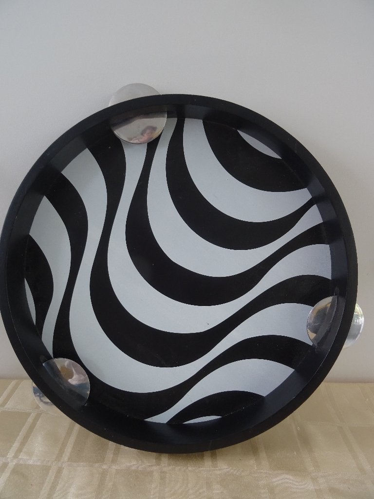 Vintage dienblad ikea design Zebra serveerblad tamboerijn, Ophalen of Verzenden, Zo goed als nieuw, Rond, Hout