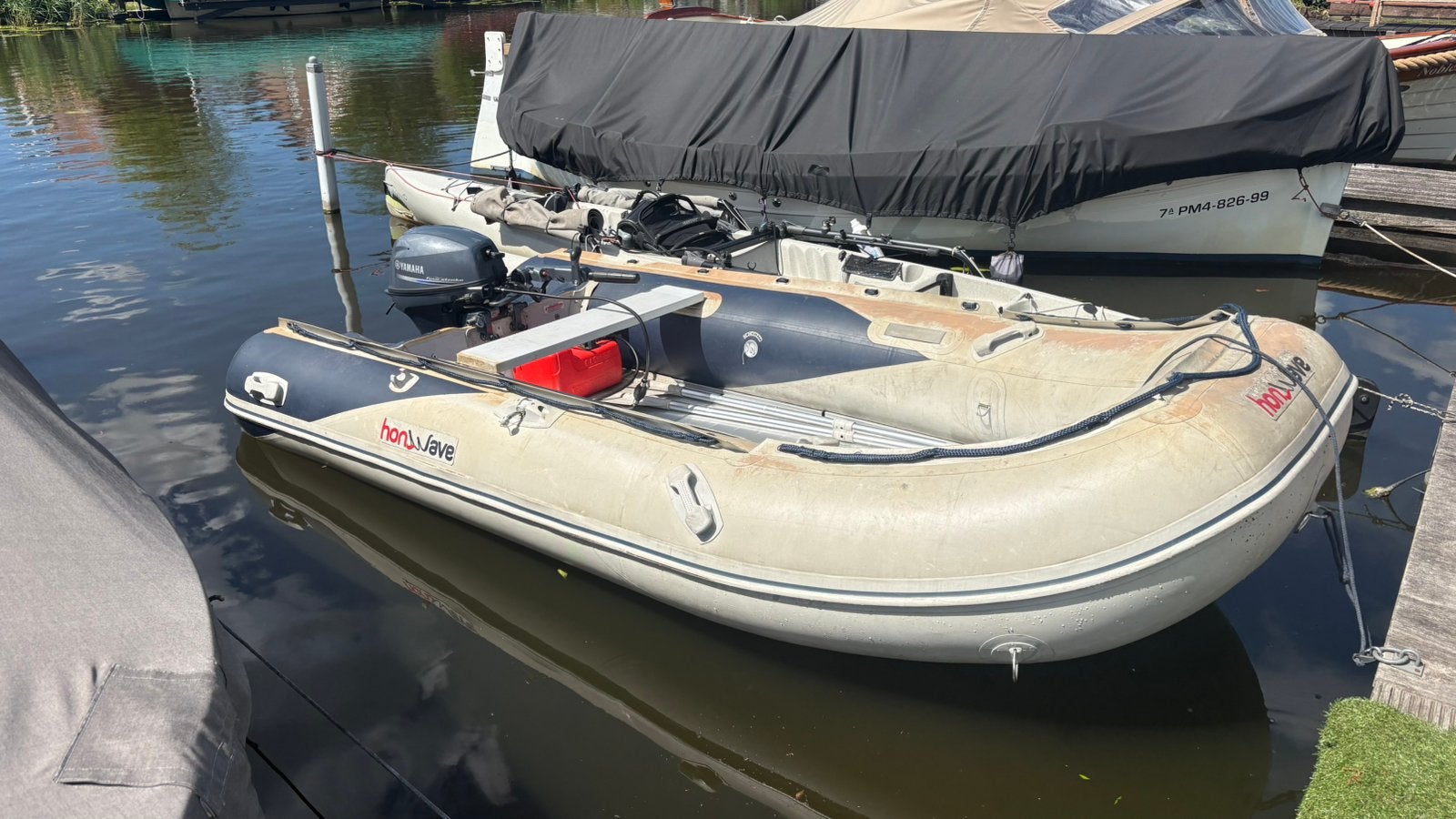 Honwave 3.50m, Watersport en Boten, Rubberboten, Aluminium, Gebruikt, Overige brandstoffen, Peddels