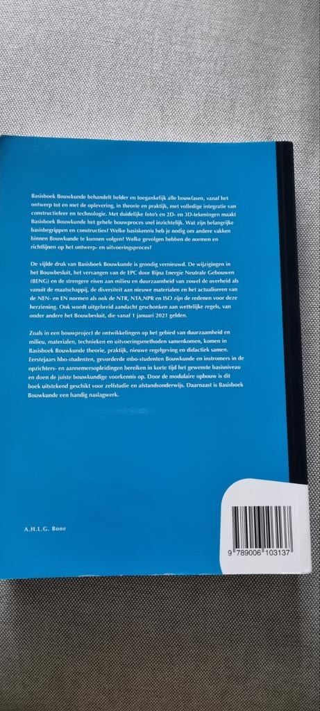 Basisboek Bouwkunde 5e druk - A.H.L.G. Bone, Boeken, Gelezen, A.H.L.G. Bone, Beta, HBO