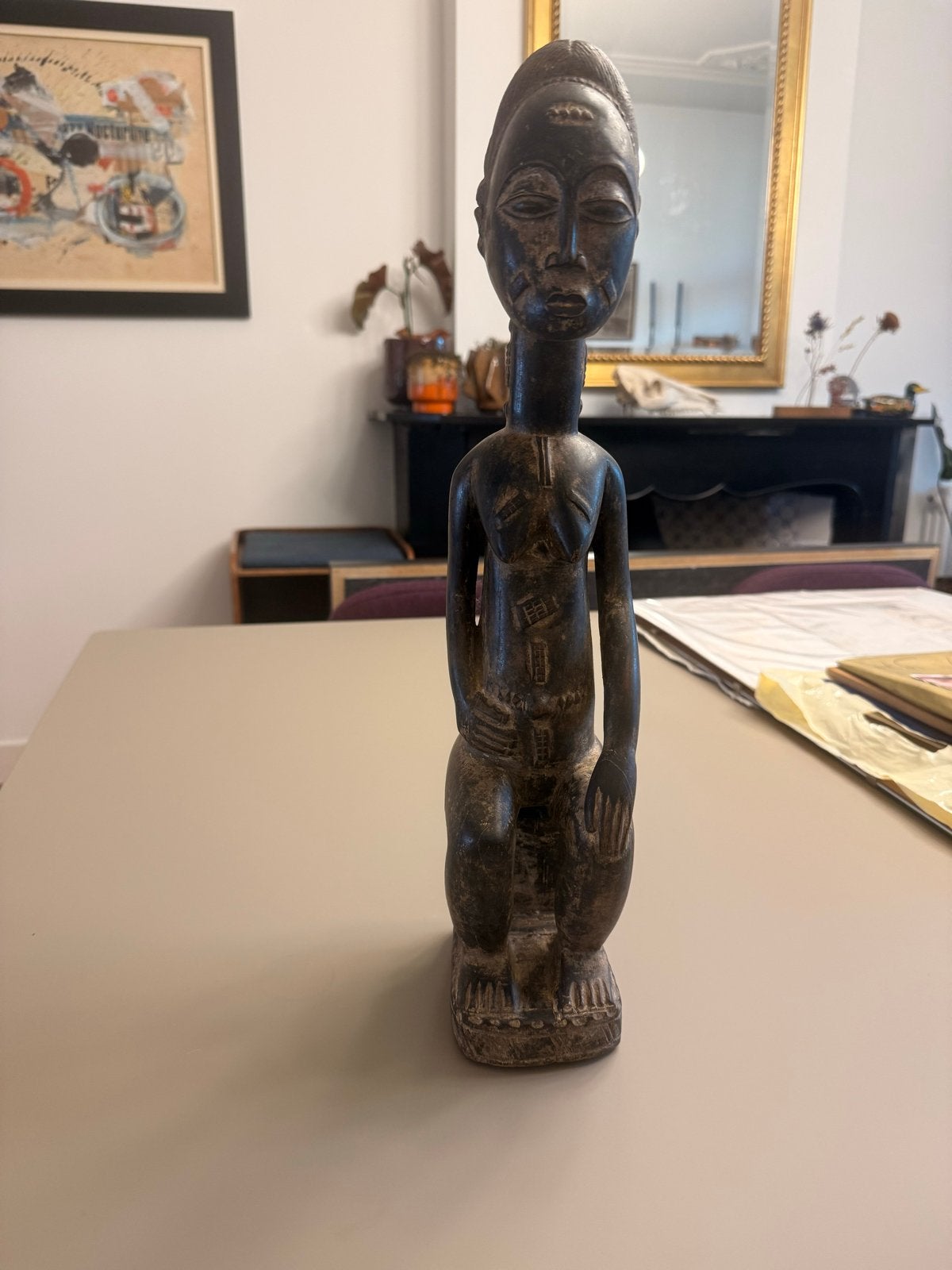 Baule beeld - Ivoorkust - 2e helft 20e eeuw, Bruin, Afrika, Handgemaakt, Beeld