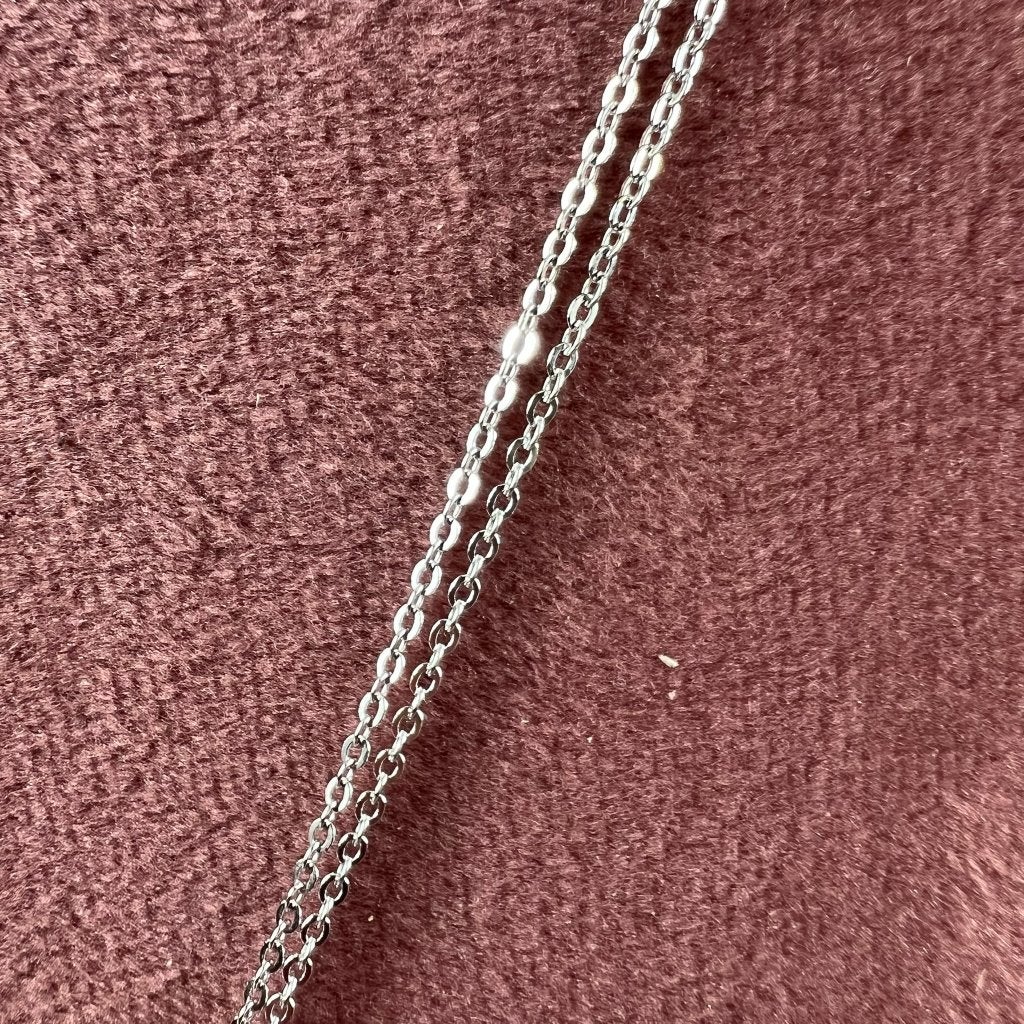 Swarovski ketting met paarse steen | 43cm | 414746, Sieraden, Tassen en Uiterlijk, Kettingen, Ophalen of Verzenden, Gebruikt, Zilver