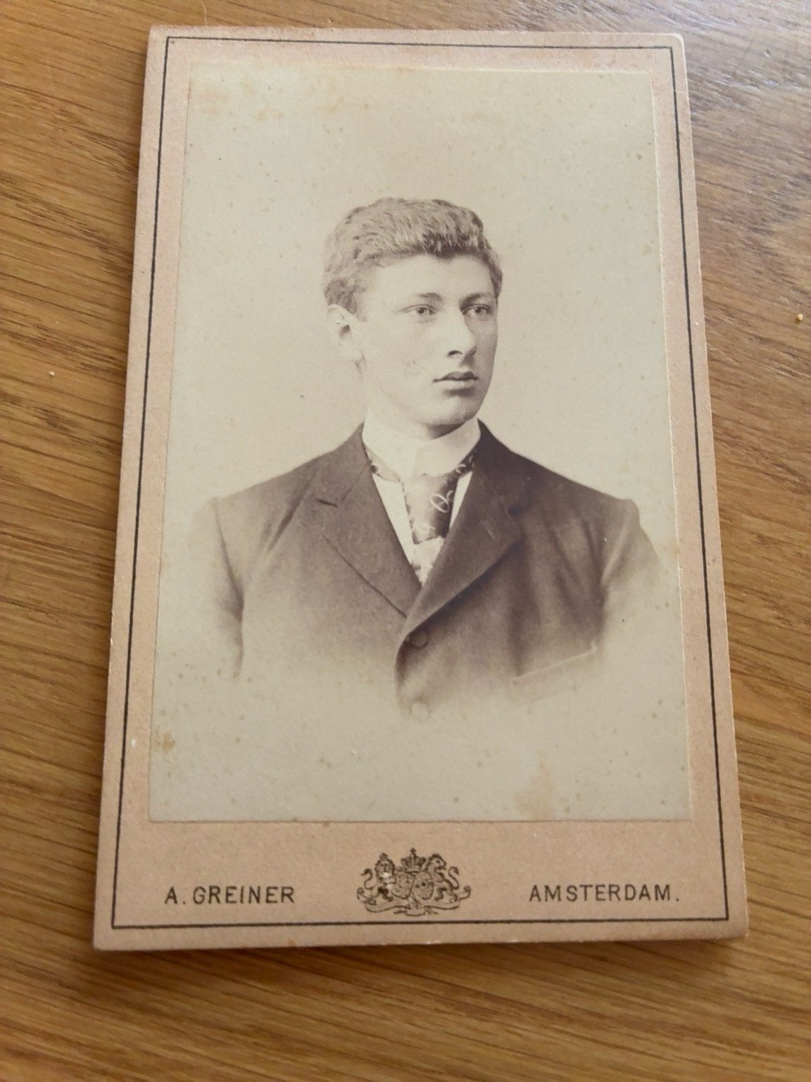 Antieke CDV Albert Greiner Amsterdam ca. 1890 De Vries, Verzamelen, Foto's en Prenten, Verzenden, Voor 1940, Zo goed als nieuw