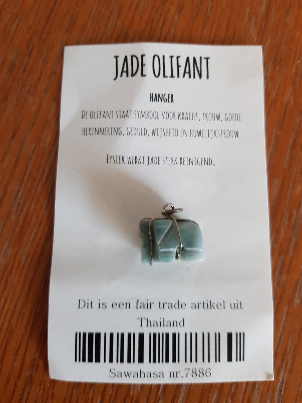Jade Olifant Hanger - Fair Trade uit Thailand, Nieuw, Ophalen of Verzenden, Steen of Mineraal, Groen