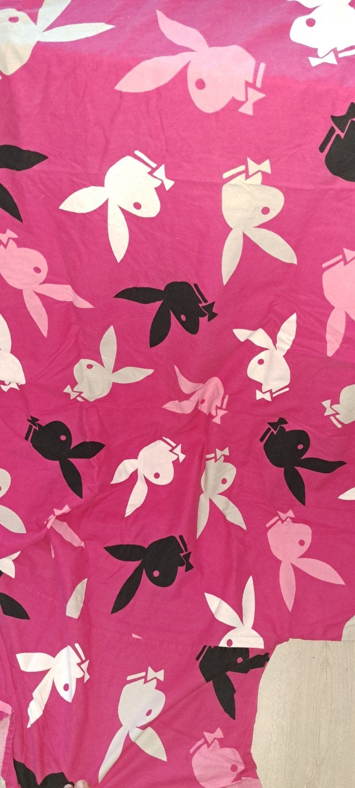 Playboy Dekbedovertrek Roze met Zwarte en Witte Konijnen, Ophalen of Verzenden, Gebruikt, Roze, Dekbedovertrek