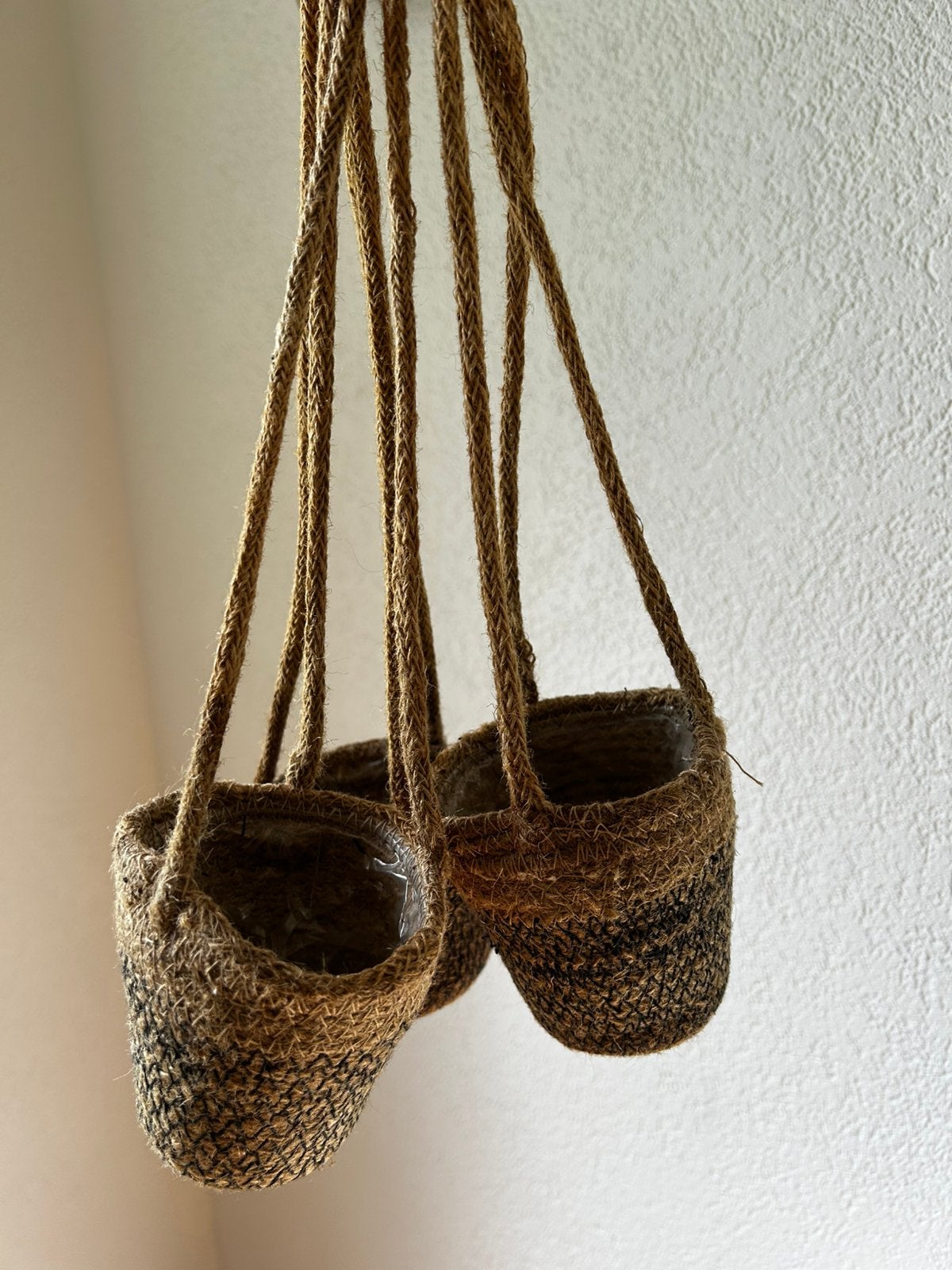 3 mandjes voor hangplantjes - natuurlijke materialen, Ophalen, Overige materialen, Rond, Binnen