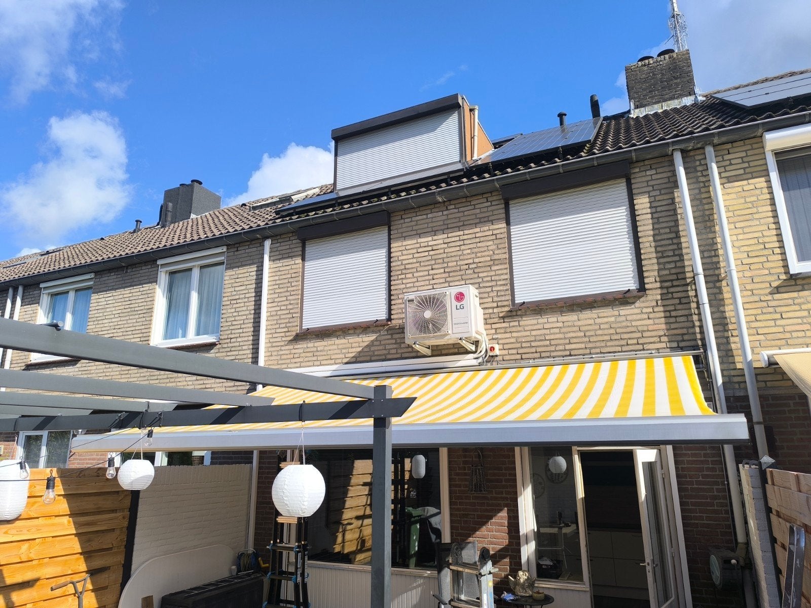zonnescherm electrisch 5m50, Ophalen, Gebruikt, 450 cm of meer, Elektrisch
