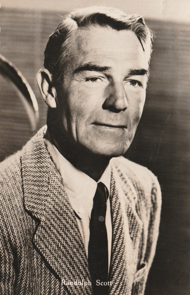 Oude Kaart Randolph Scott, Verzenden, 1940 tot 1960, Ongelopen, Sterren en Beroemdheden