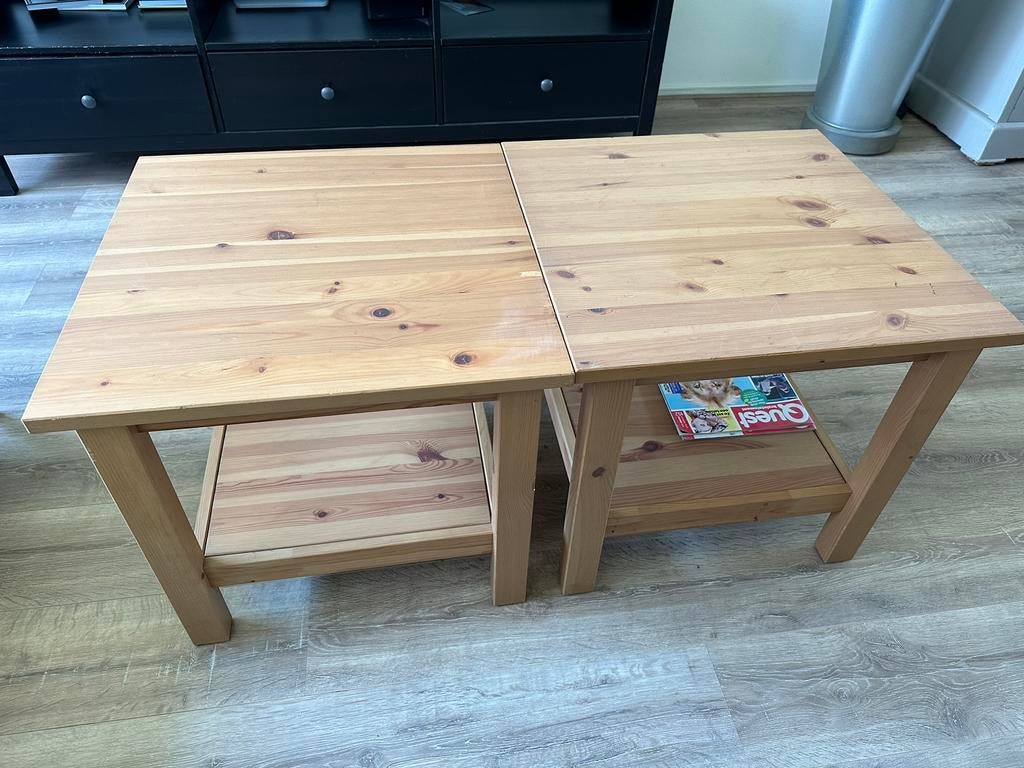2x Hemnes Grenen 55x55x50 bijzettafels / salontafel - ZGAN, Huis en Inrichting, Tafels | Salontafels, Ophalen, 50 tot 100 cm, Hemnes